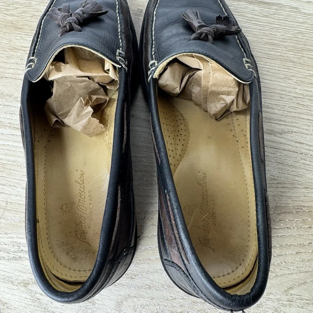 Sandro Moscoloni Vineyard Black and Brown Leather Loafer Shoes Mens Size‎ 9.5 D